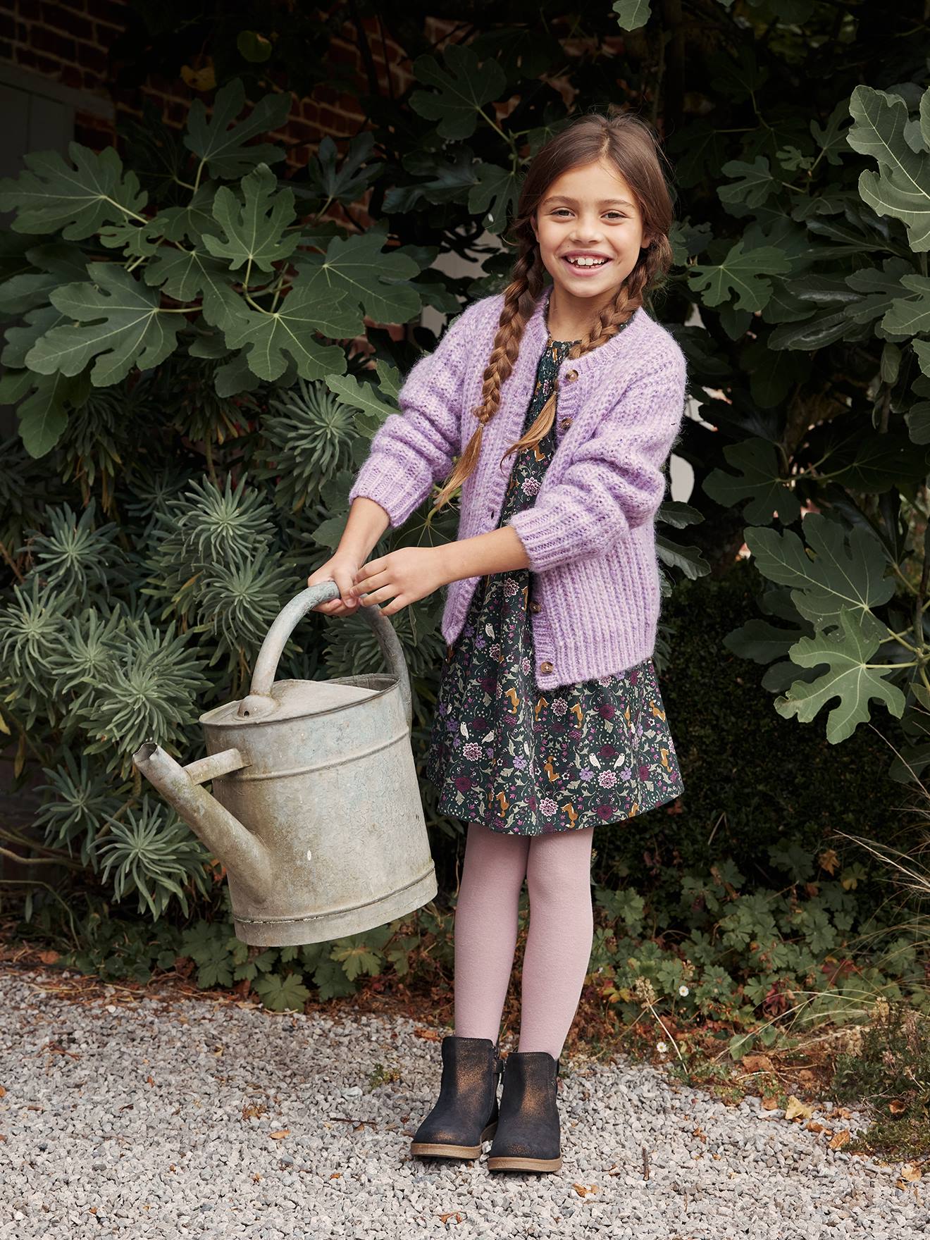 Gilet loose en maille mousseuse fille lilas
