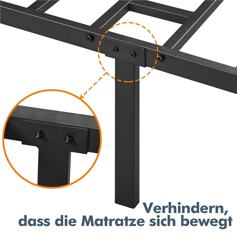 Yaheetech Metallbett, Bettrahmen 36cm H mit Lattenrost, Bettgestell aus Metall
