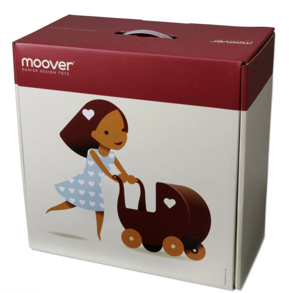 MOOVER Toys Dänischer Designer Holz-Puppenwagen (rot) / dolls pram red