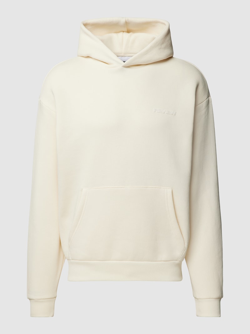 Hoodie mit Label-Print in ecru