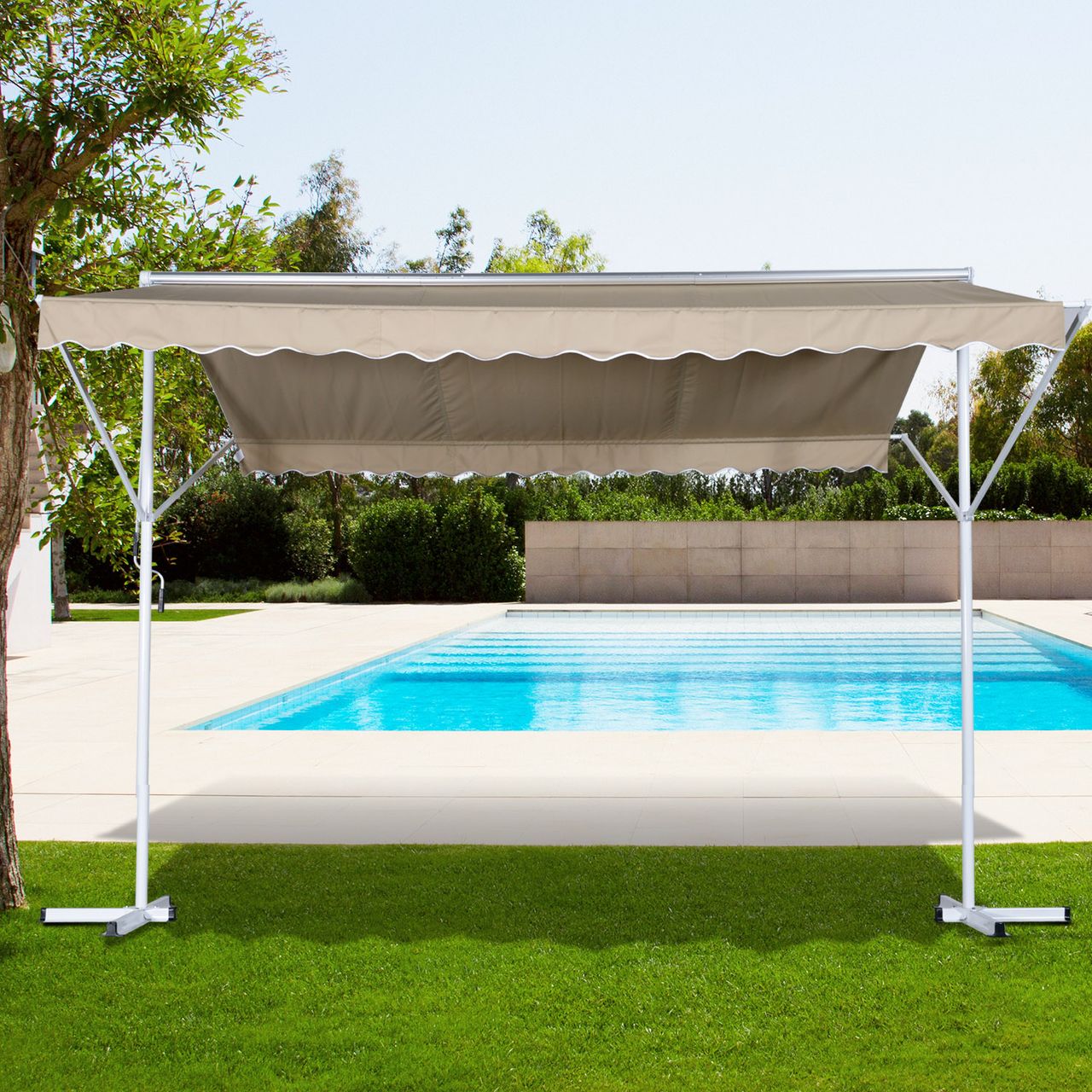 Outsunny Standmarkise, Creme 2,95x2,94m