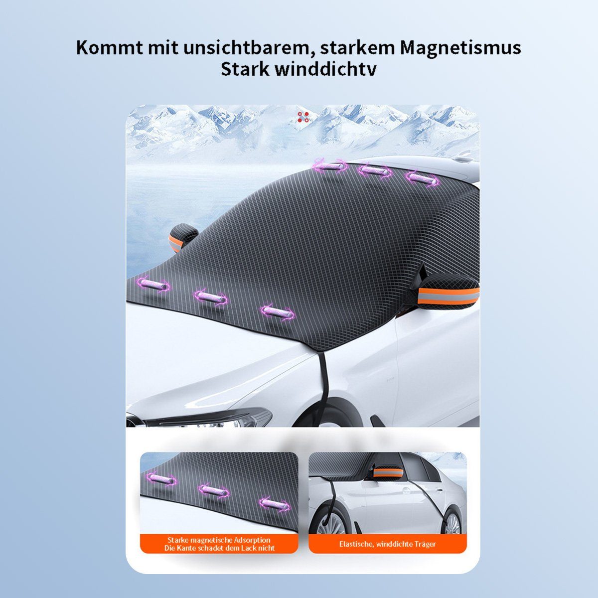 götäzer Autosonnenschutz Frostschutzmittel für die Windschutzscheibe, Wind- und Schneeschutz, (1-St), Ohrenschützer mit Rückspiegel, Halbschützer, Winter-Autozubehör