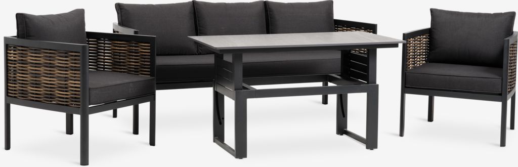 SALTEN SALTEN 5-seater lounge set, quick-drying, black