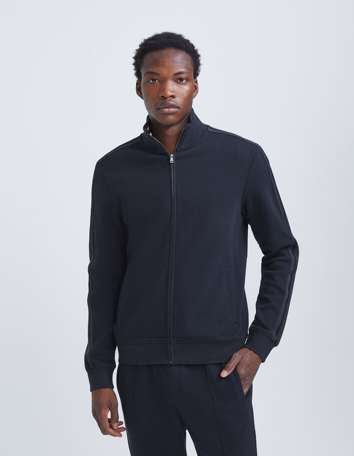 Cardigan marine maille piquée esprit sport Homme