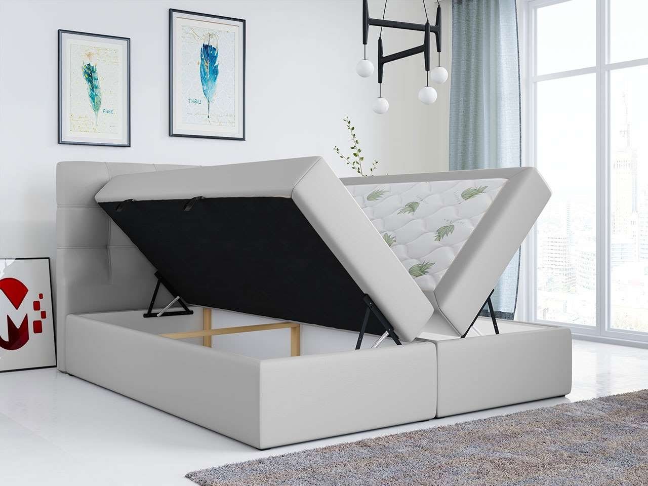 MKS MÖBEL Boxspringbett TOP 1, mit Bettkasten, Doppelbett mit Multipocket-Matratze und Topper