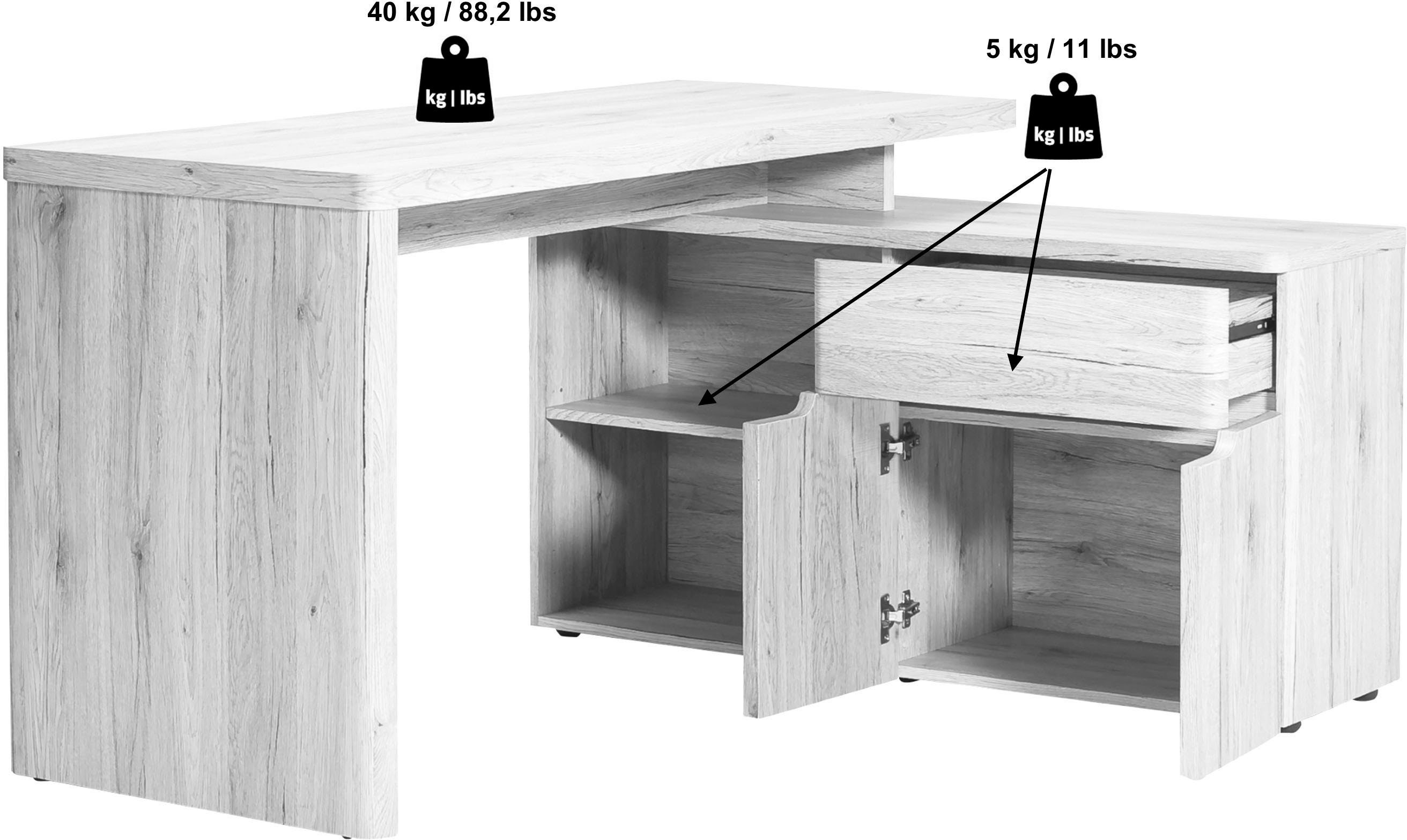 Jahnke Eckschreibtisch CU-LIBRE 150 E (1-St), wechselseitig montierbar