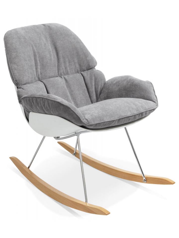KADIMA DESIGN Schaukelstuhl aus Holz und Metall | Lounge Stuhl mit Stoffbezug günstig kaufen onesize