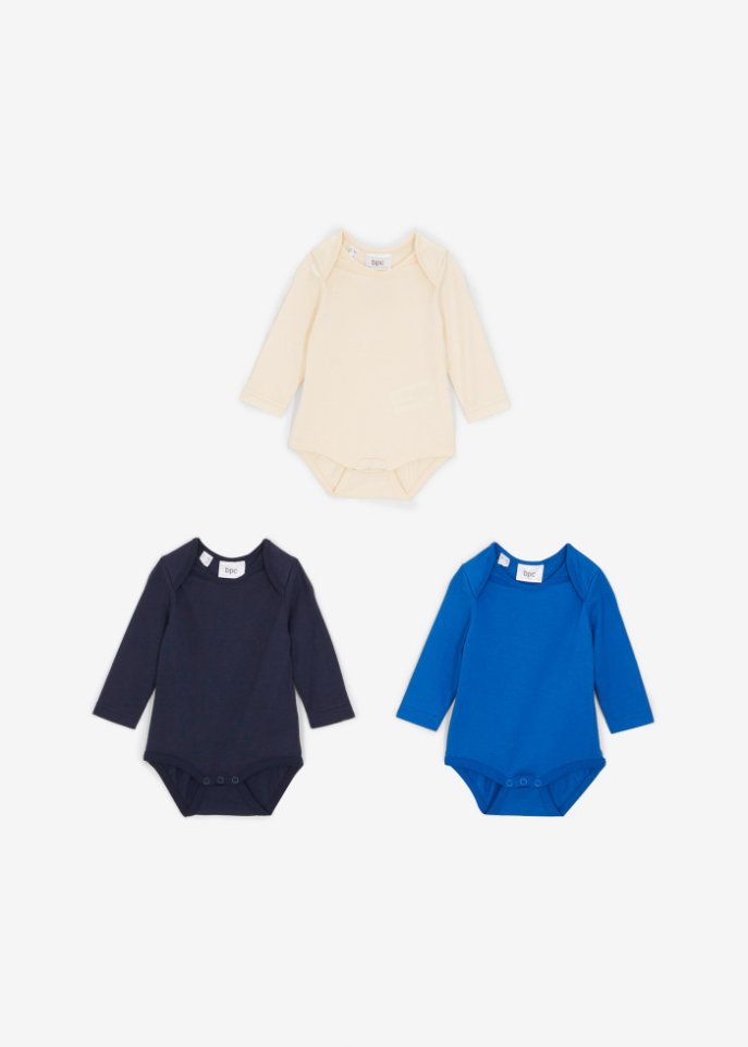 Baby Langarmbody aus Bio-Baumwolle (3er Pack)
