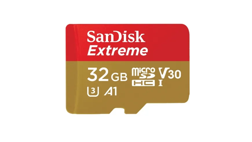 Sandisk Extreme microSDHC 32 GB + SDApt für Action Kameras (GoPro) - 98 MB/s A1 C10 V30 UHS-I U3