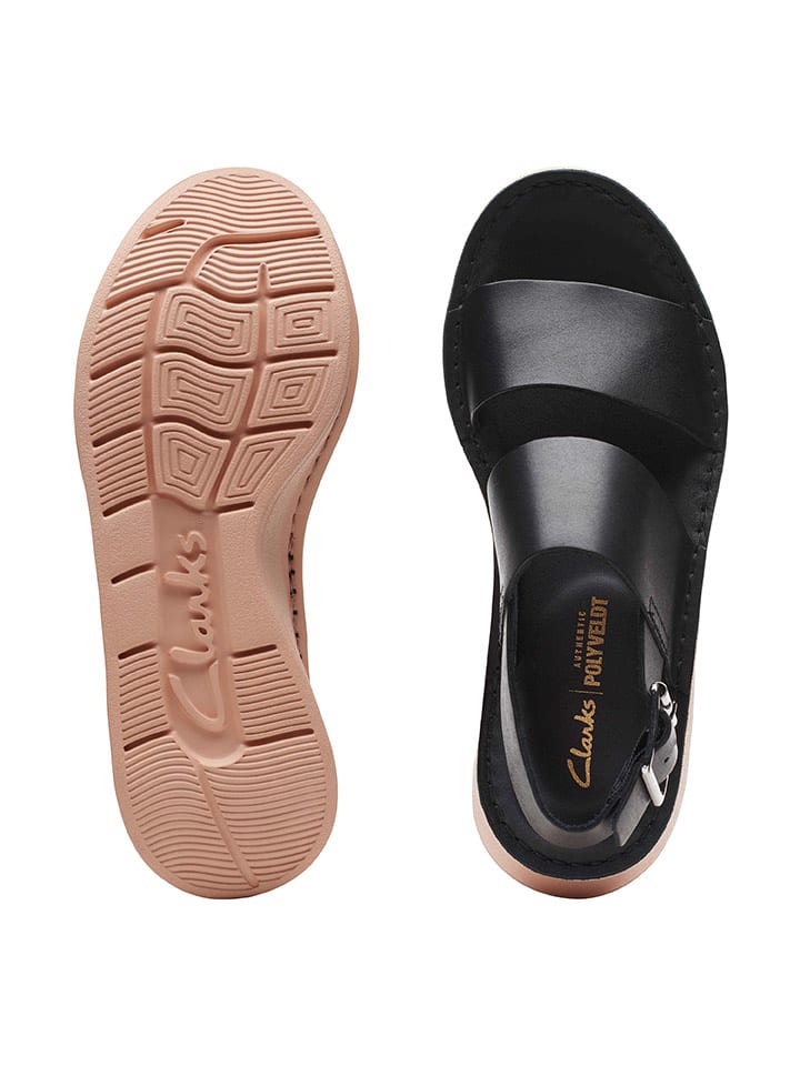 Clarks Leder-Keilsandaletten in Schwarz günstig kaufen