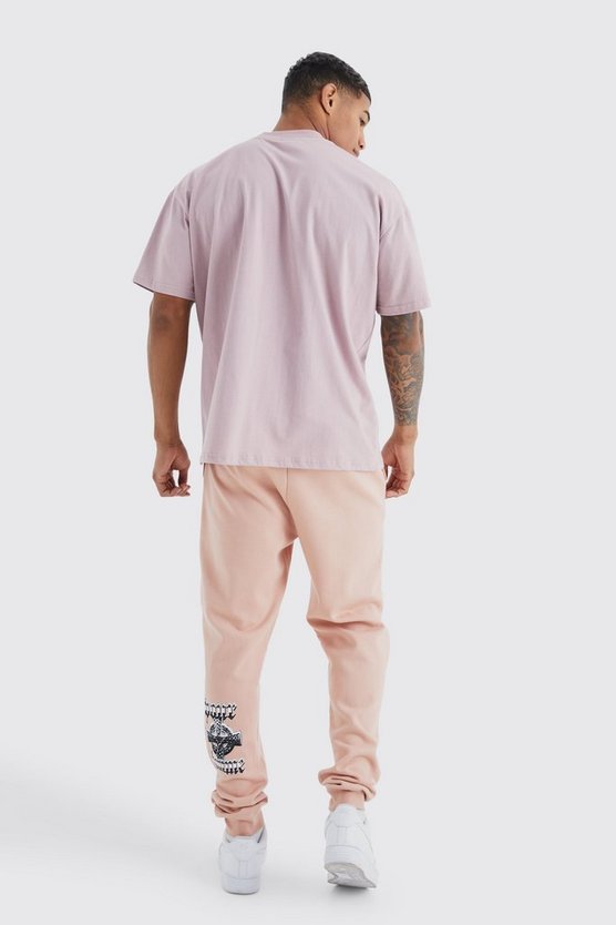 Oversize Jogginghose mit Pour Homme Print
