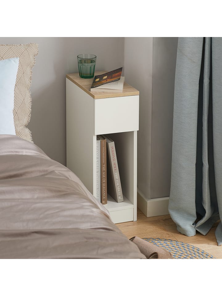 SoBuy Nachttisch in Weiß und Natur - (B)20 x (H)60 x (T)35cm günstig kaufen onesize