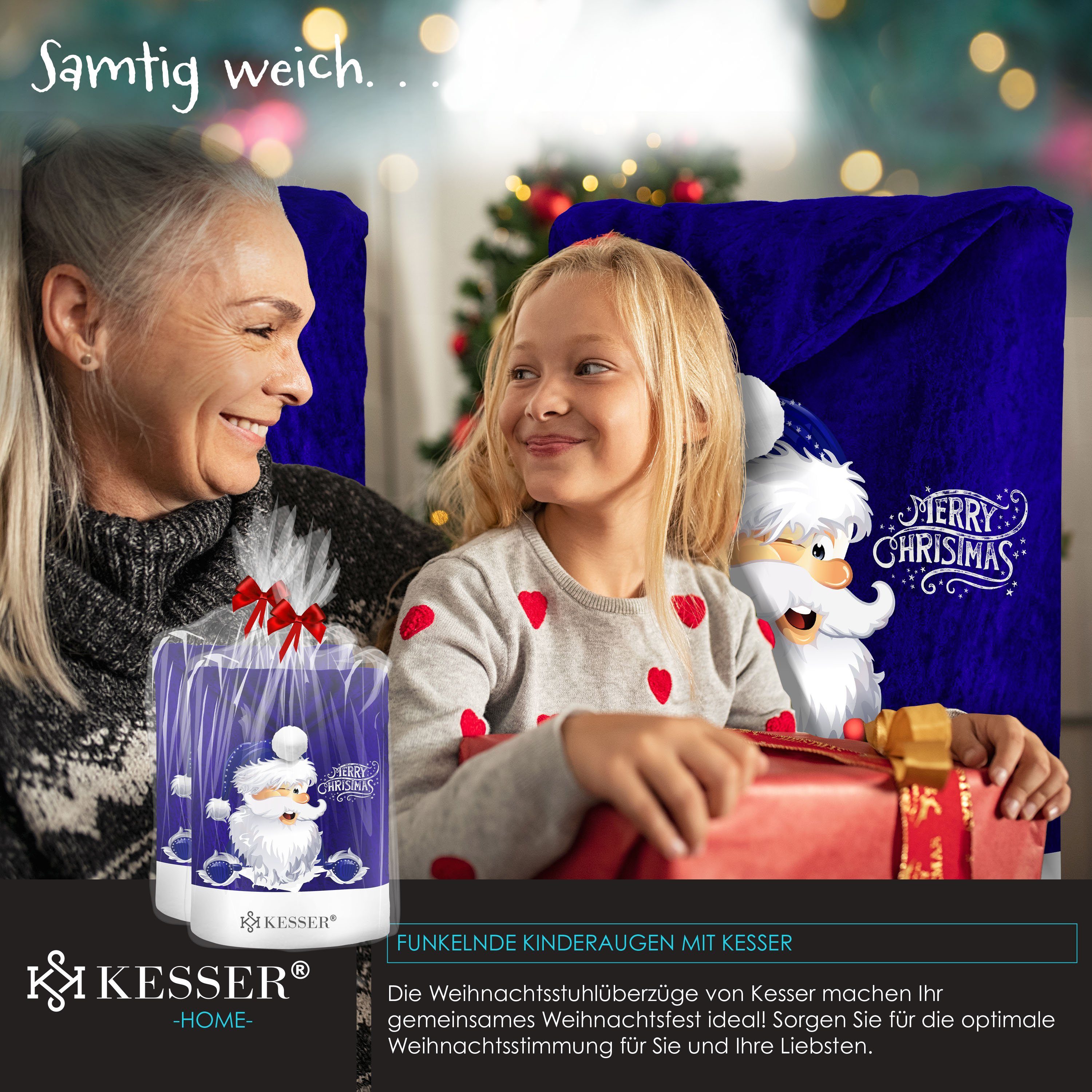 KESSER Weihnachtsfigur, Premium Weihnachtsstuhlüberzug Set Stuhlhussen für Weihnachten