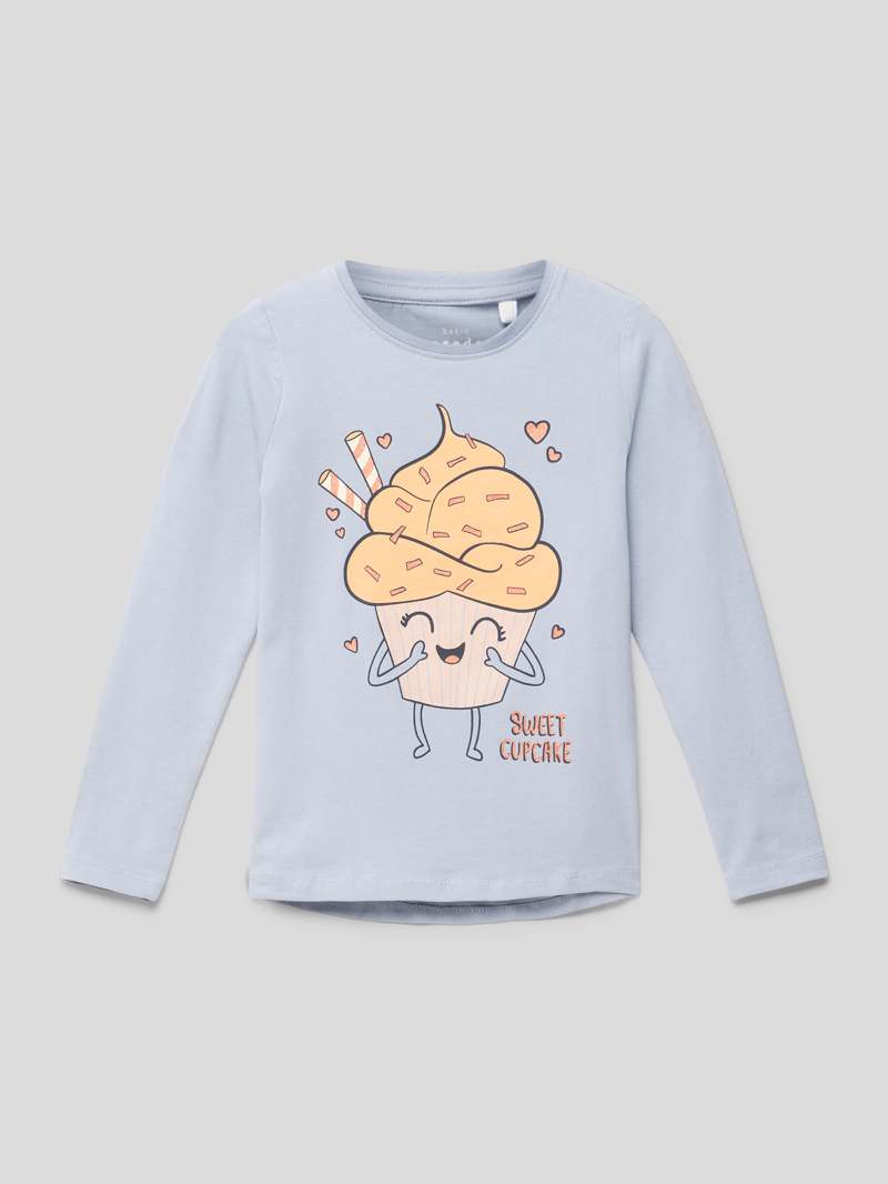 Longsleeve mit Motiv-Print in hellblau
