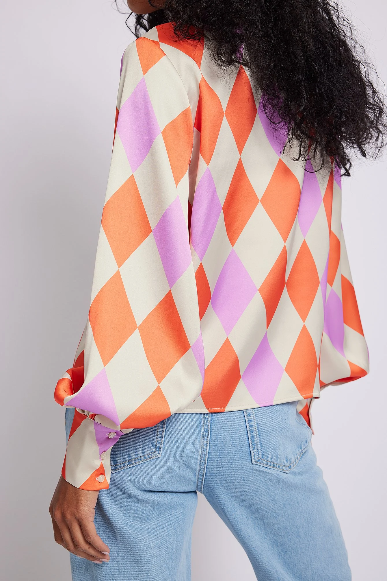 Bedruckte Satin-Schluppenbluse