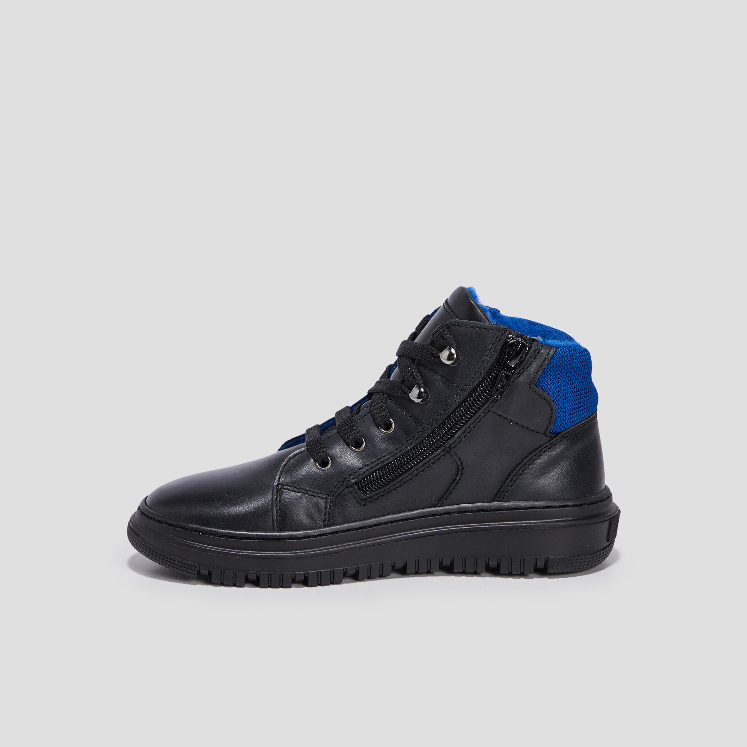 Baskets montantes zippées noir garçon | La Halle