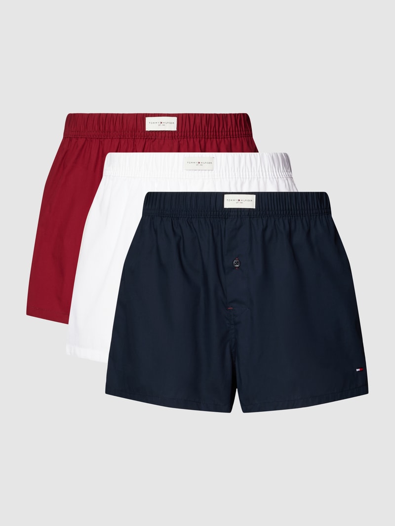 Boxershorts mit Label-Stitching im 3er-Pack in dunkelblau