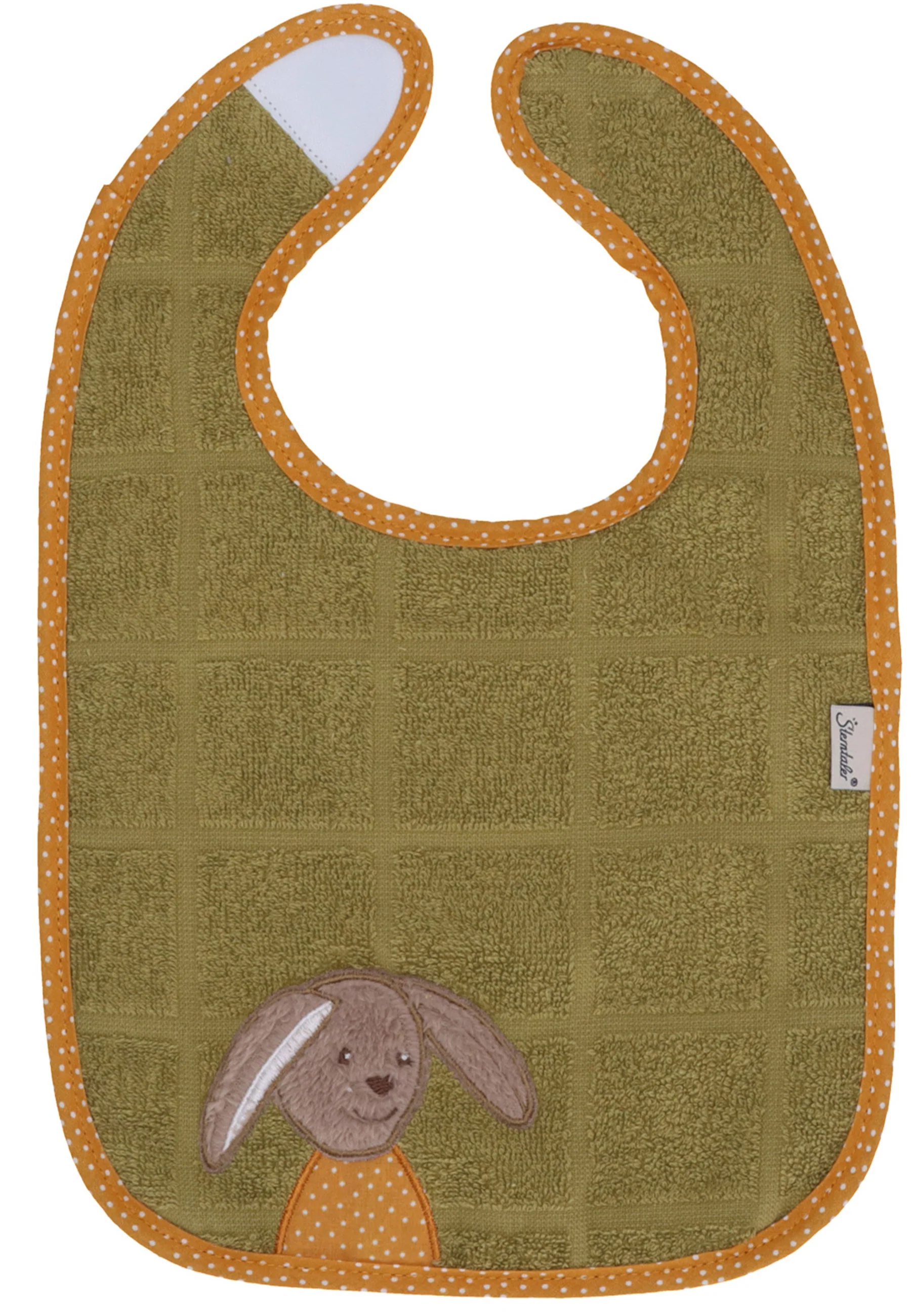 Klettlätzchen Hase Happy in Mittelgrün