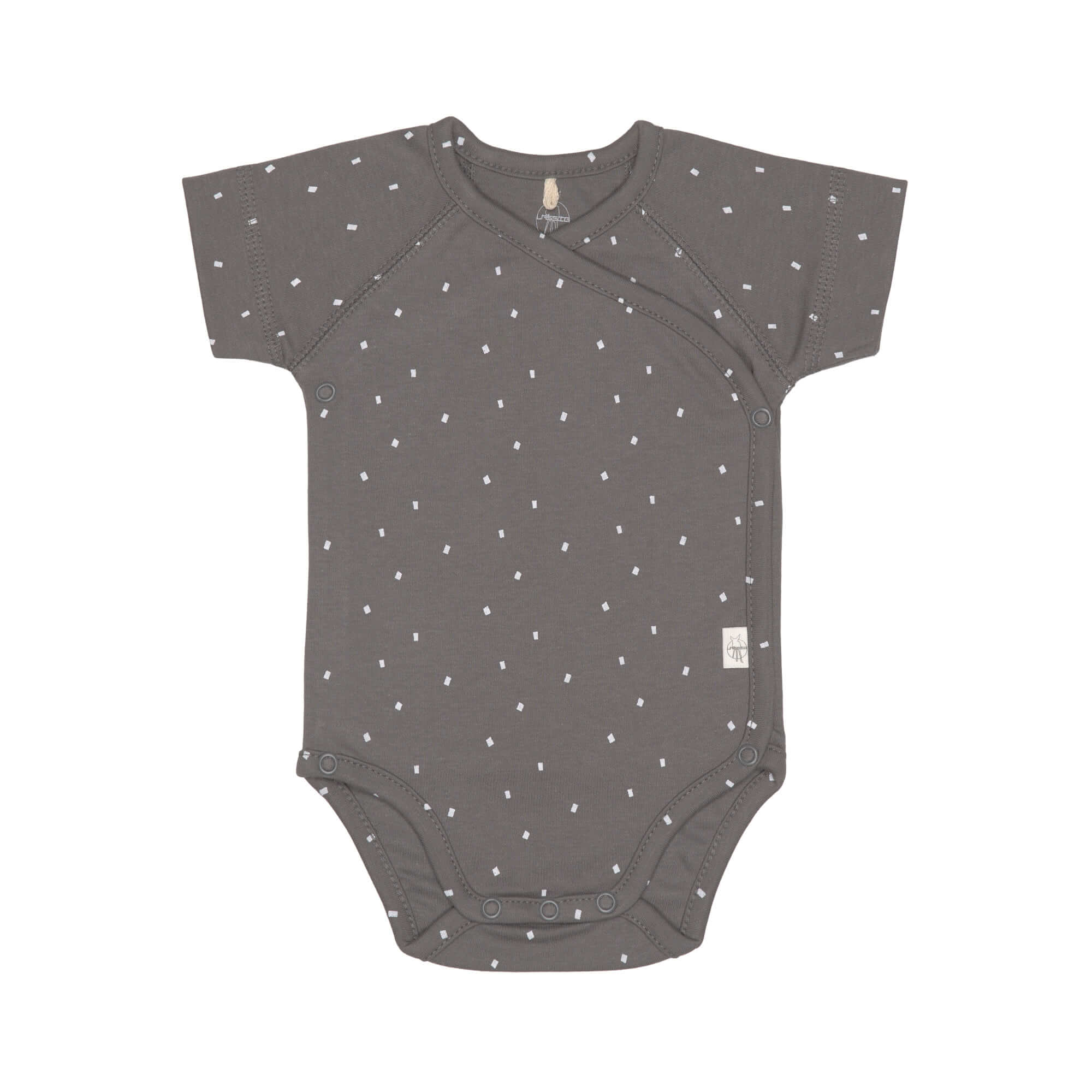 Baby Wickelbody kurzarm - Bio Baumwolle, Punkte, Anthrazit
