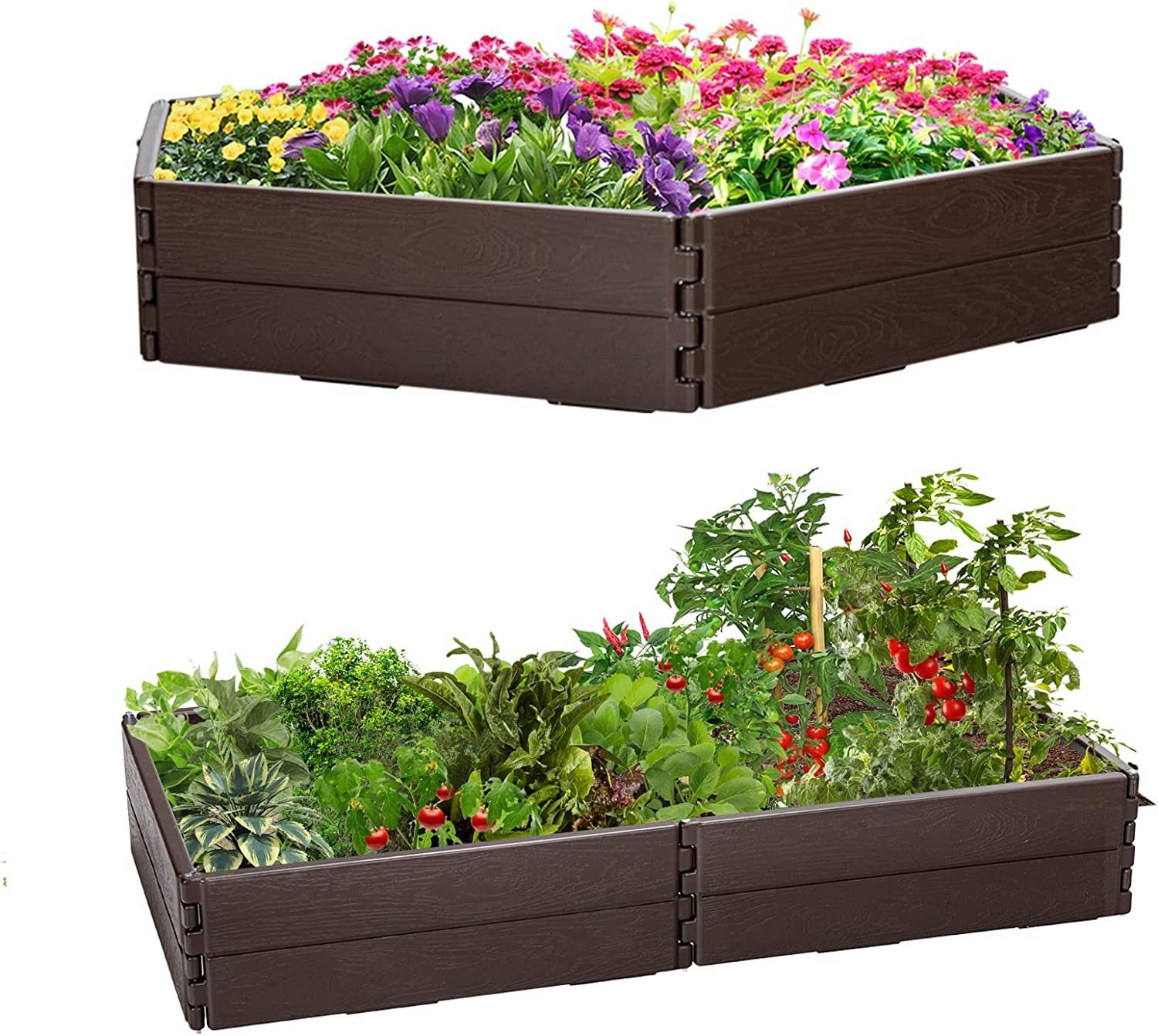 KOMFOTTEU Hochbeet Gartenbeet aus HDPE, Werkzeuglose Montage