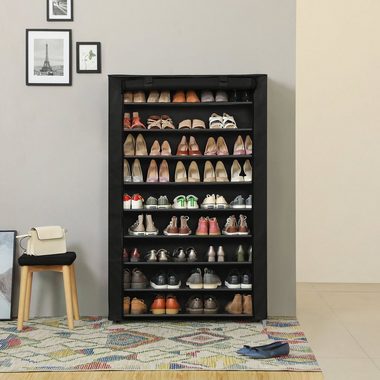 SONGMICS Schuhregal Stoffschrank, 10 Ebenen, Vliesstoff, Schuhschrank