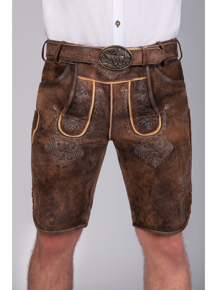 Edelnice Kurze Wildbock Lederhose Bernd in dunkelbraun günstig kaufen