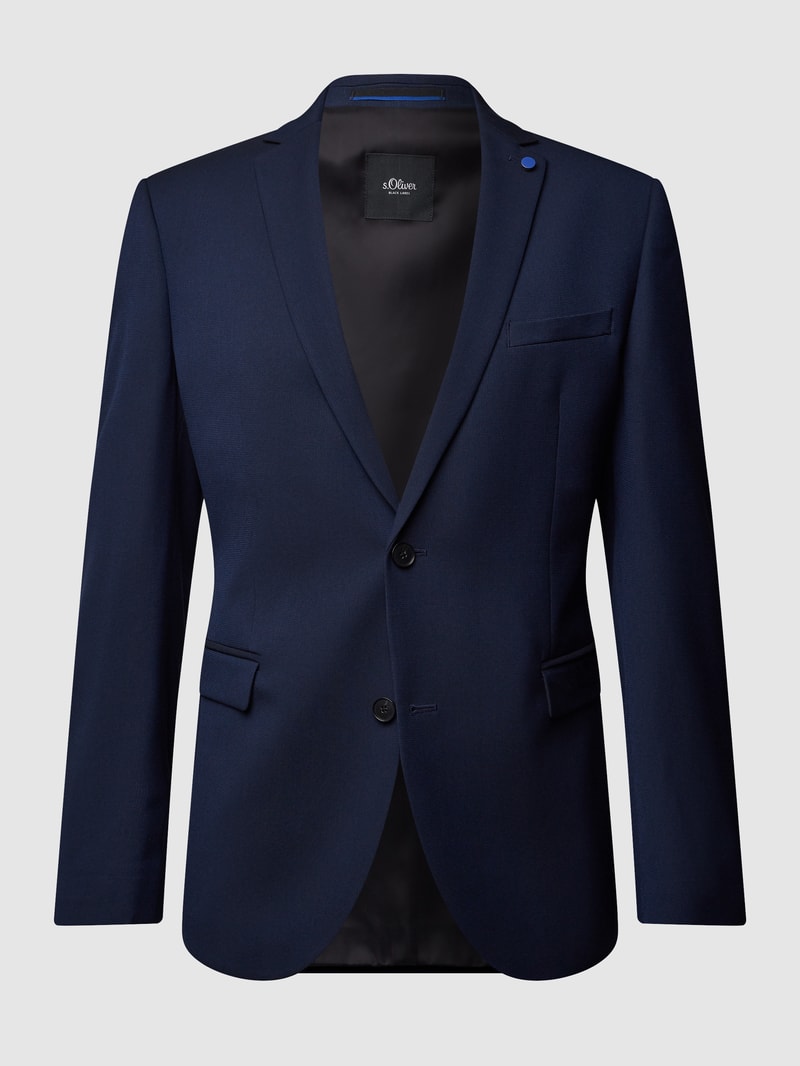 Slim Fit 2-Knopf-Sakko mit Webstruktur in marineblau