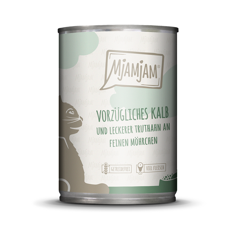 MjAMjAM Nassfutter MjAMjAM 6x400g Kalb & Truthahn an Möhrchen
