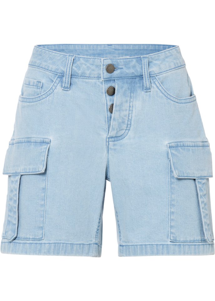 Jeans-Shorts mit aufgesetzten Taschen