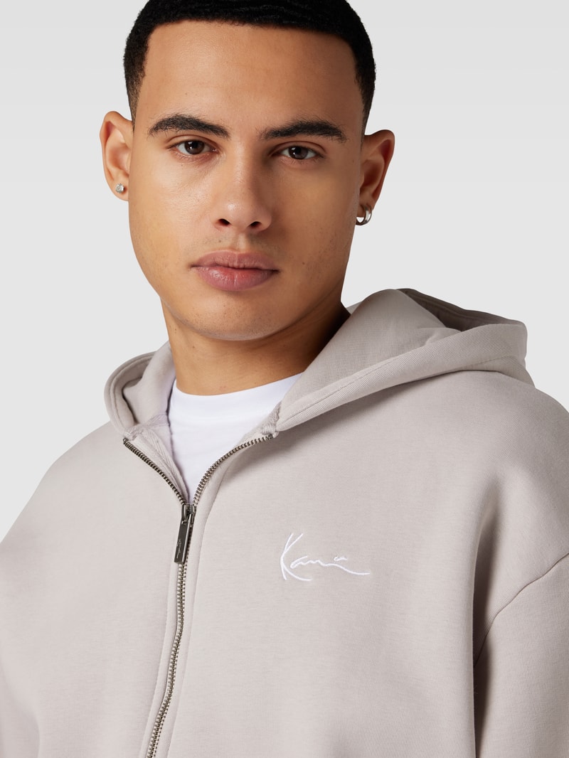 Sweatjacke mit Label-Stitching in mittelgrau
