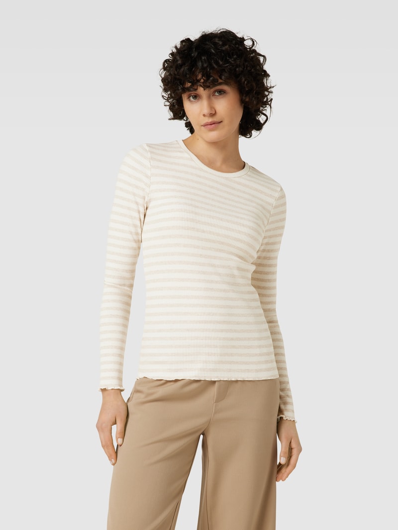 Longsleeve mit Streifenmuster Modell 'ANNA' in sand