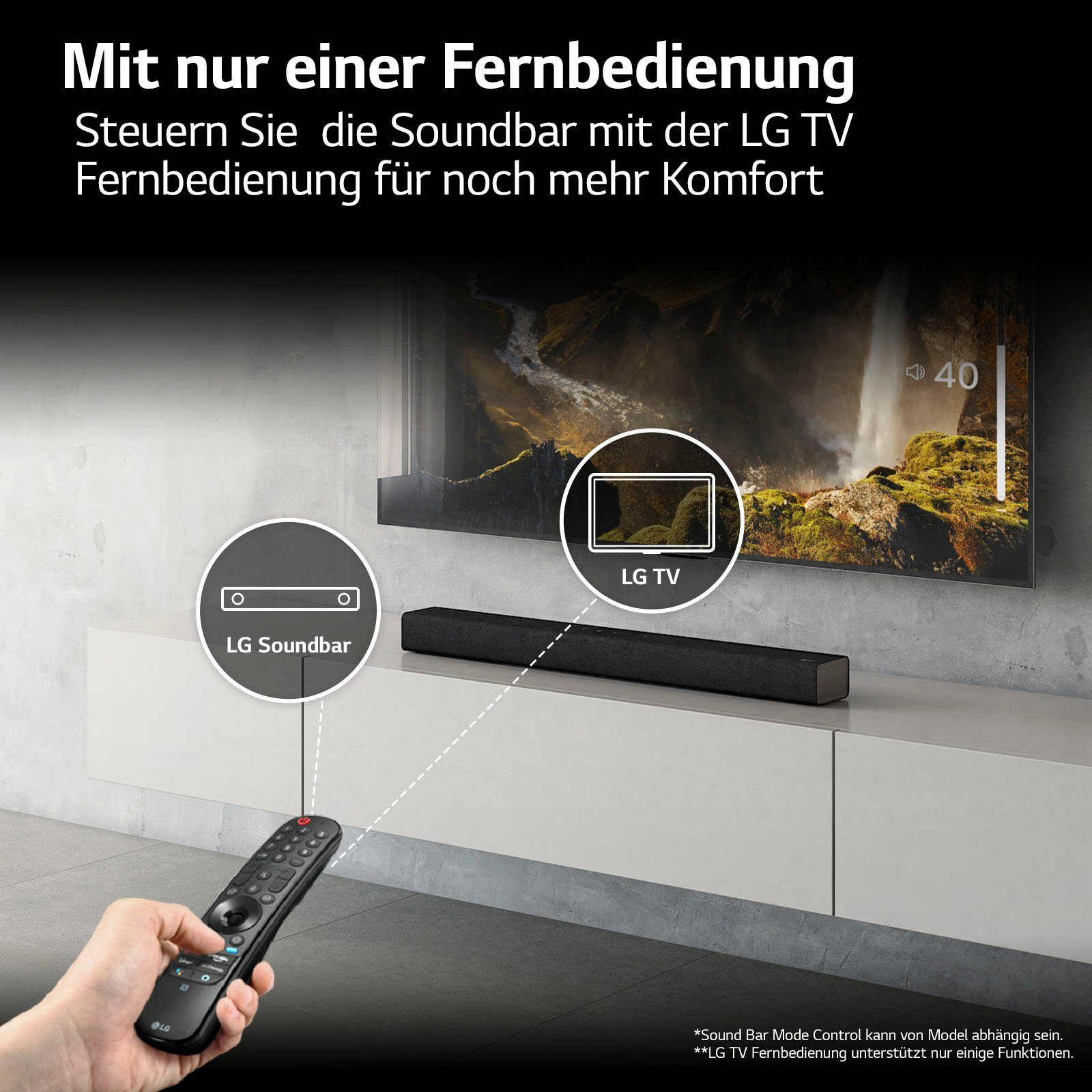 LG DS40Q 2.1 Soundbar (Bluetooth, 300 W, AI Sound Pro,Hi Res Audio,TV Soundmode Share,kabelloser Subwoofer)