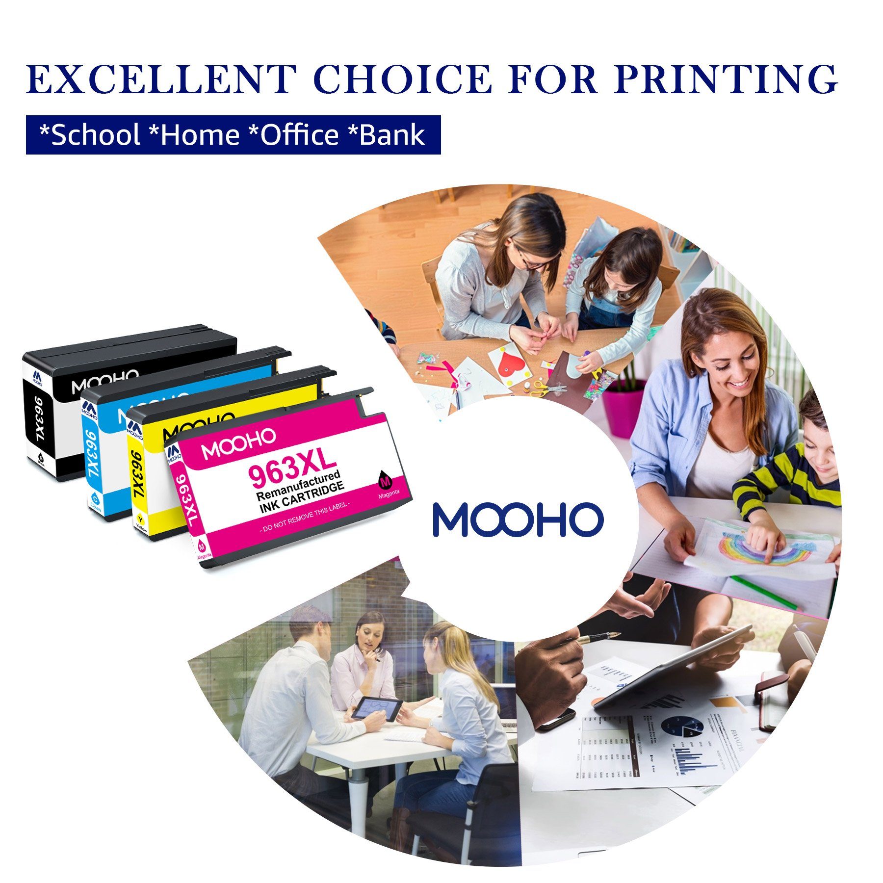MOOHO 963 XL für HP 963 Multipack 963XL Tintenpatrone (Kompatible für HP OfficeJet Pro 9010 9012 9014 9015 9016, 9018 9019 9020 9022 9025 Serie Drucker)