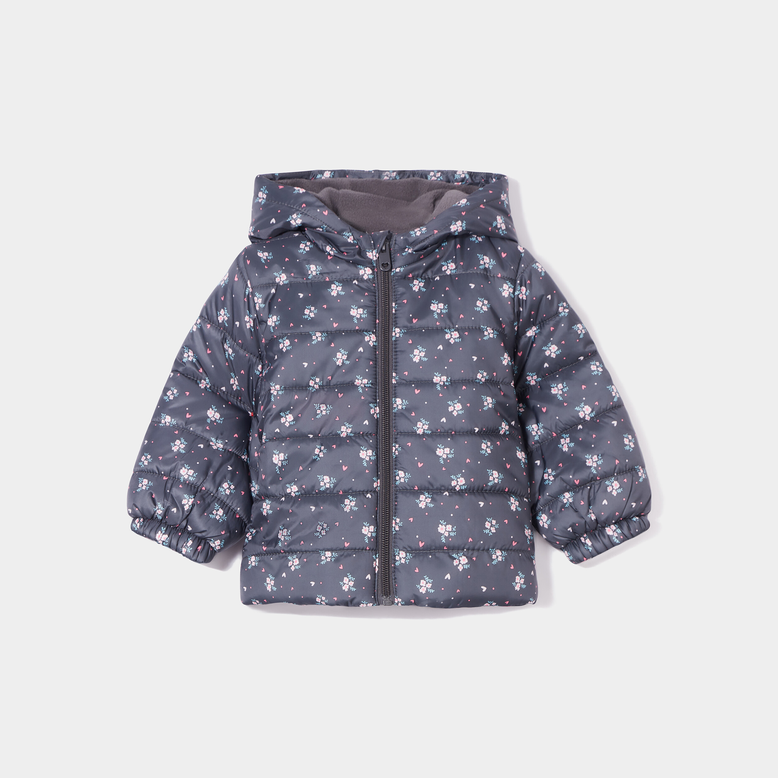 Doudoune oversize zippée à capuche gris foncé bébé fille | La Halle