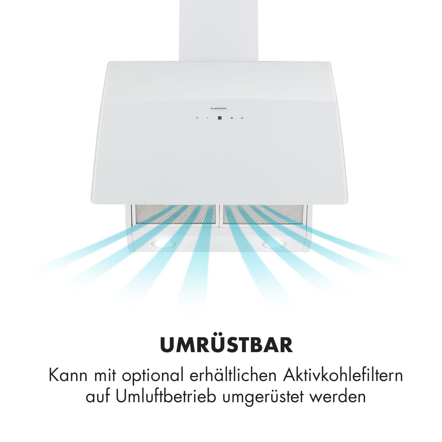 Klarstein Deckenhaube Serie TK15-Annabelle60WH Annabelle 60, Abzugshaube kopffrei Abluft Umluft Haube Wand