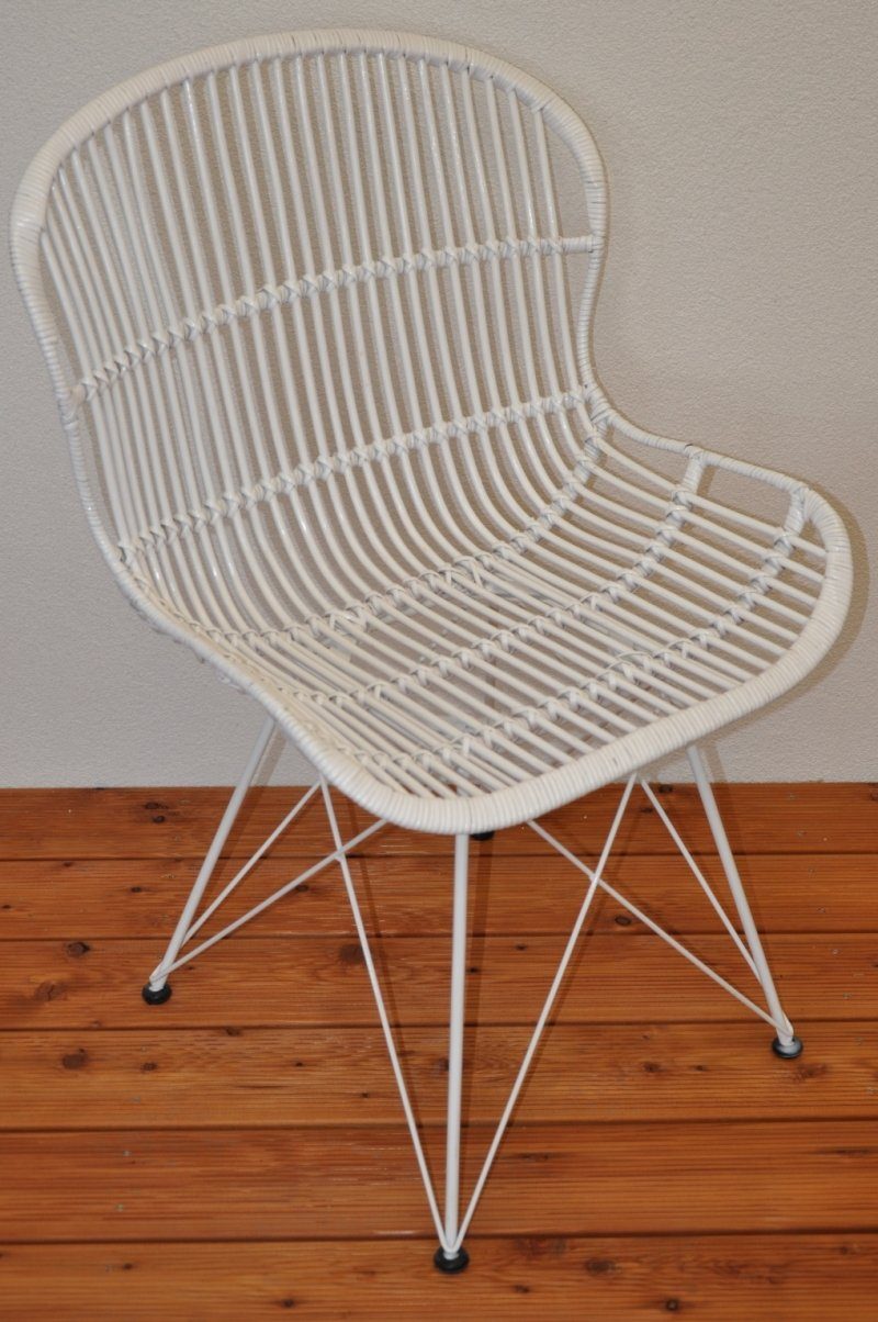 Rattani Rattanstuhl Rattanstuhl, Rattansessel Lagoa Fb. weiß lackiert, Rattan + Metall