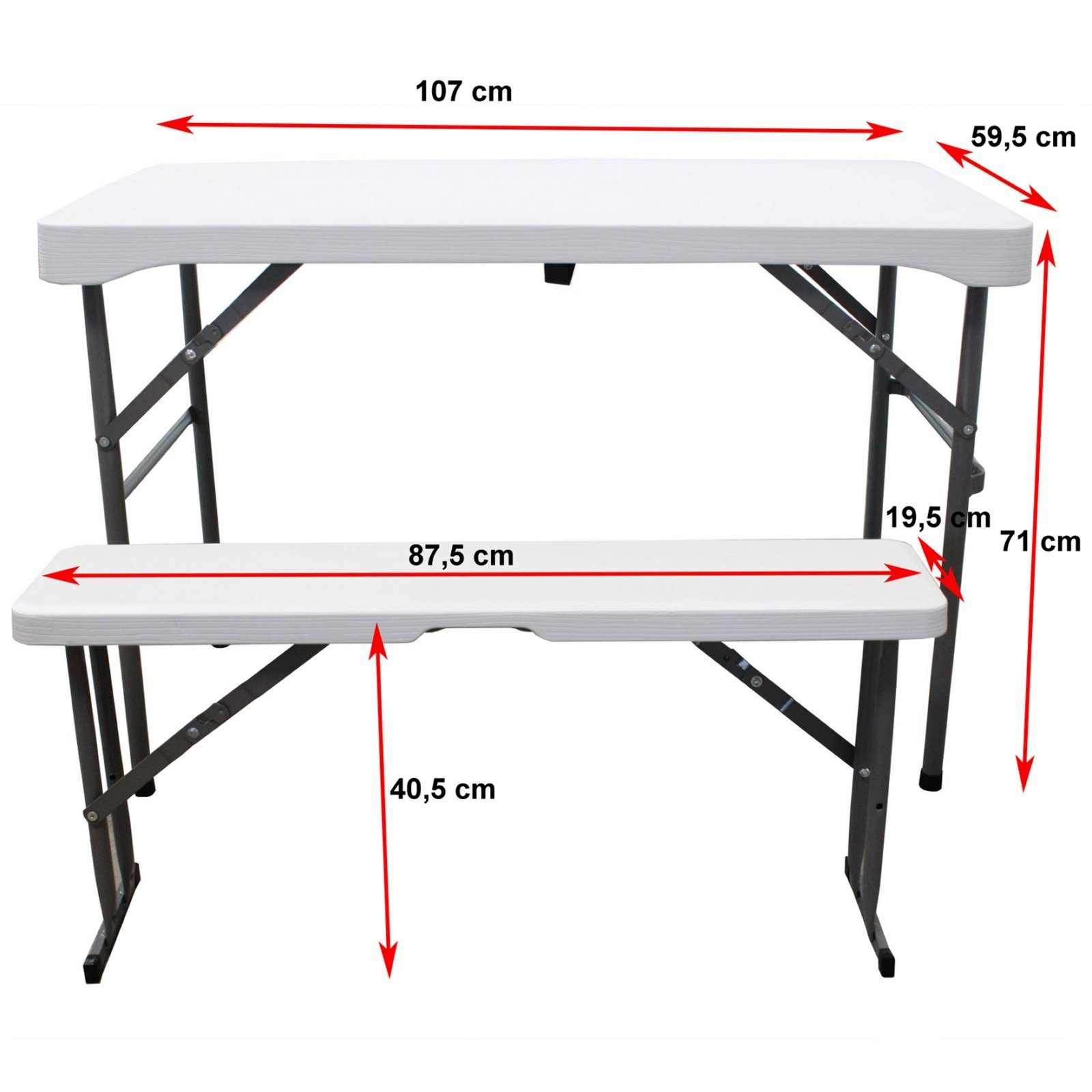 TRUTZHOLM Bierzeltgarnitur Bierzeltgarnitur Festzeltgarnitur Kurz Gartenmöbel Set 3 tlg.107cm, (1x Produkt / 2x Produkt, 3-tlg)