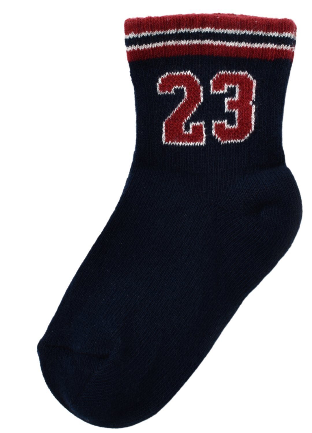 biorganic Socken Baby Kinder Jungen Socken GOTS-zertifiziert 1-8 Jahre (21-36) Numbers (Set, 4-Paar, 4er-Pack) Design mit der Nummer 23