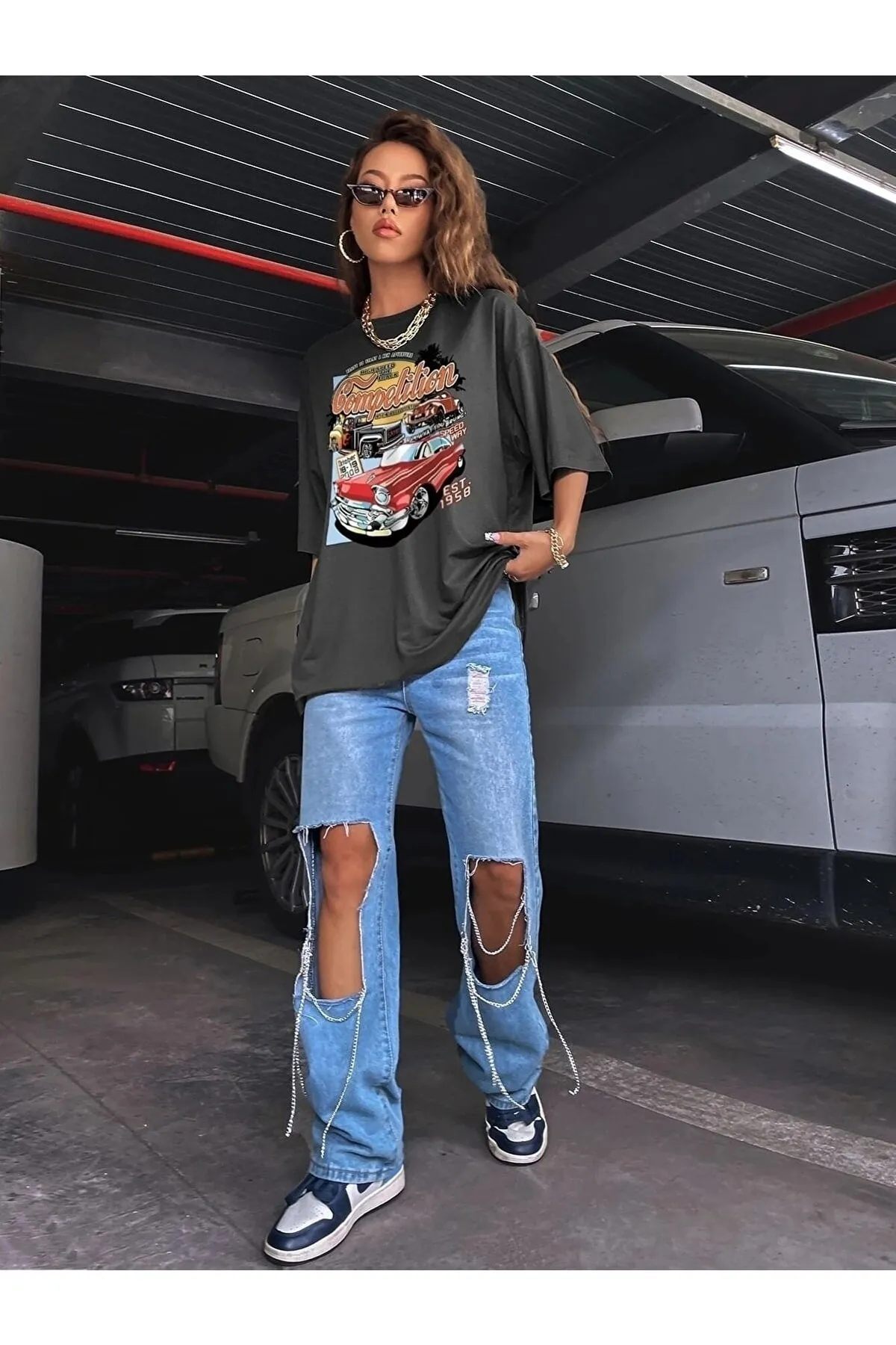 Know  Damen-T-Shirt „Smoke Compeltition“ in Übergröße mit Aufdruck