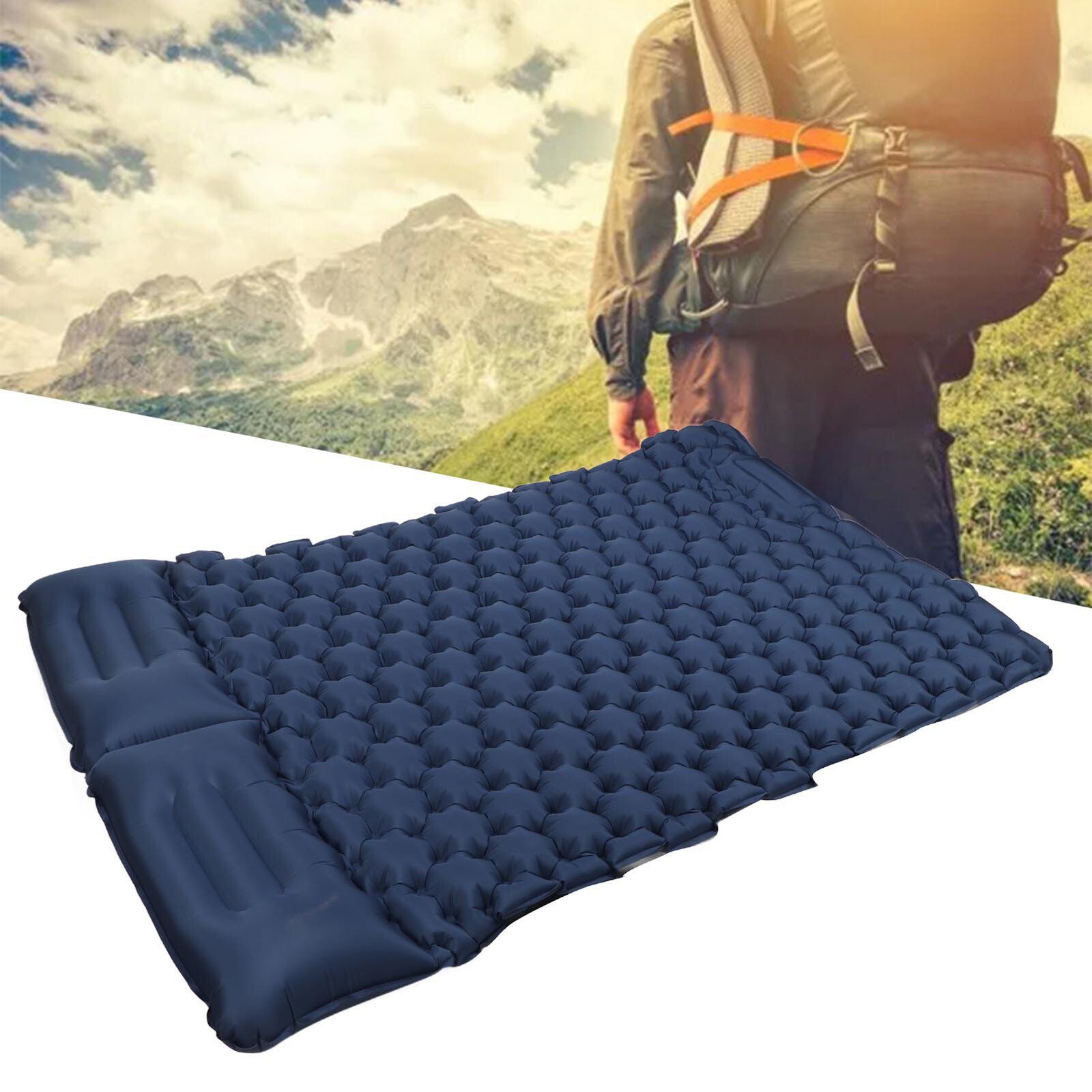 FUROKOY Luftbett Camping feuchtigkeitsdichte Luftmatratze mit Kissen, marineblau, , (leichte Trage aufblasbare Matratze doppelt), Nickerchen Lagerung aufblasbare Matratze
