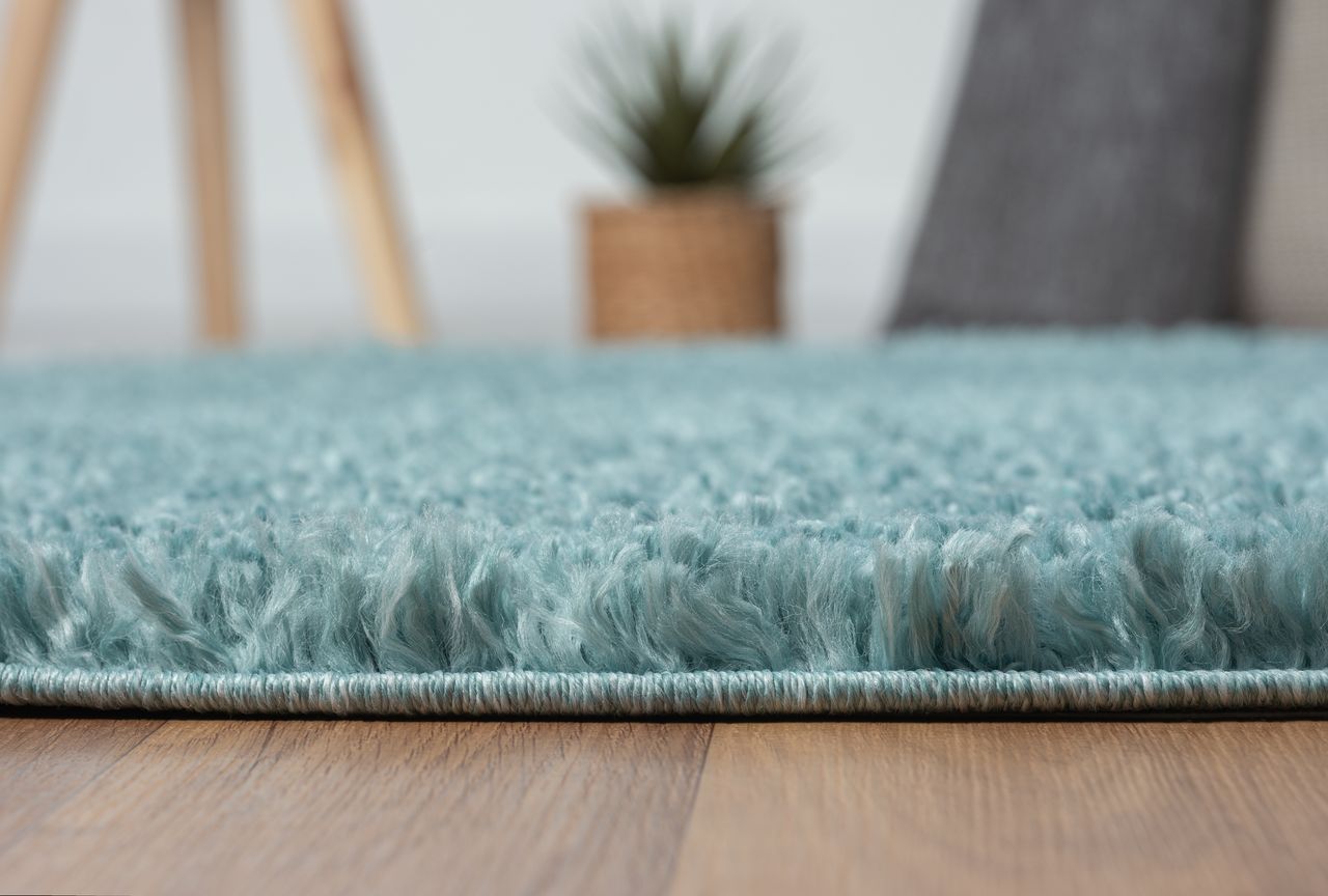MyFlair Teppich Elodie, 100cm x 100cm, Farbe Hellblau, rund, Florhöhe 37mm