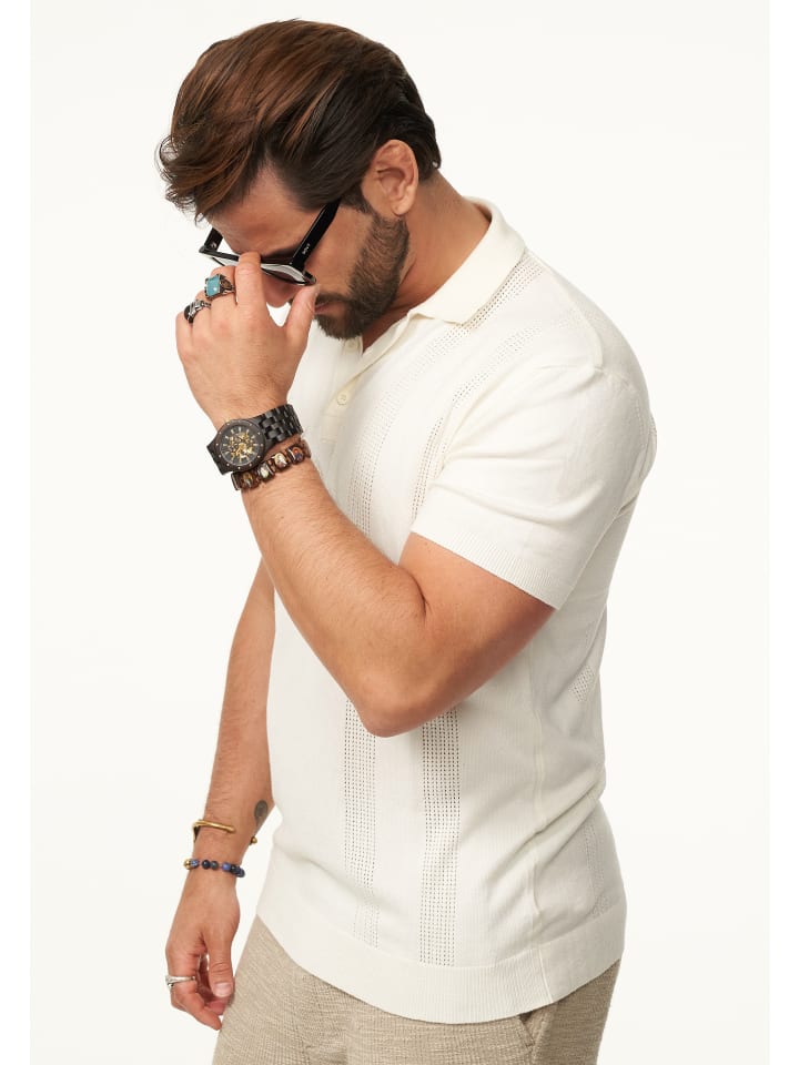 SOULSTAR Poloshirt - mit Knopfleiste Kurzarm Strick Polo-Hemd T-Shirt in Ecru günstig kaufen