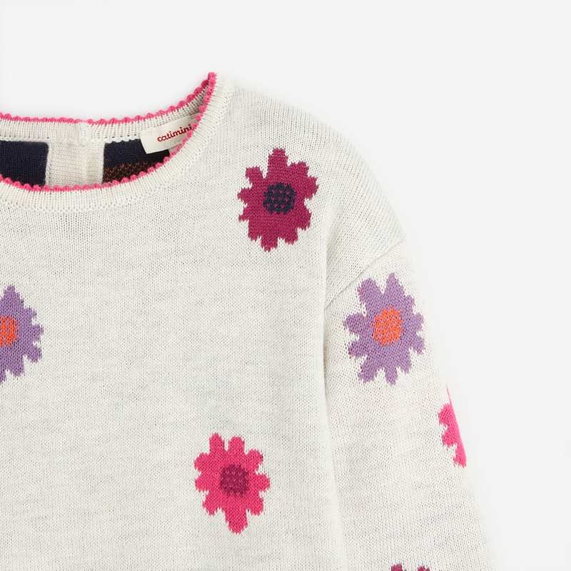 Robe grisee à fleurs pour bébé fille en tricot Catimini