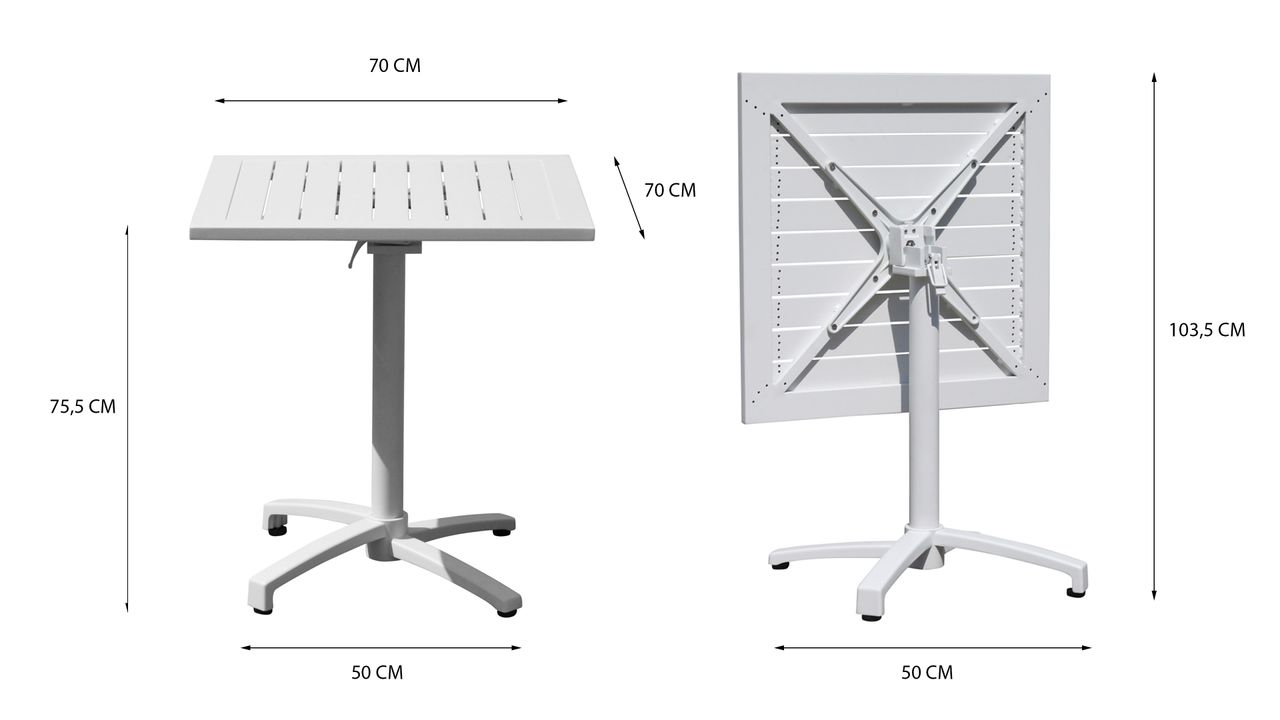 Grasekamp Klapptisch Sol aus pulverbeschichtetem Aluminium - Weiß