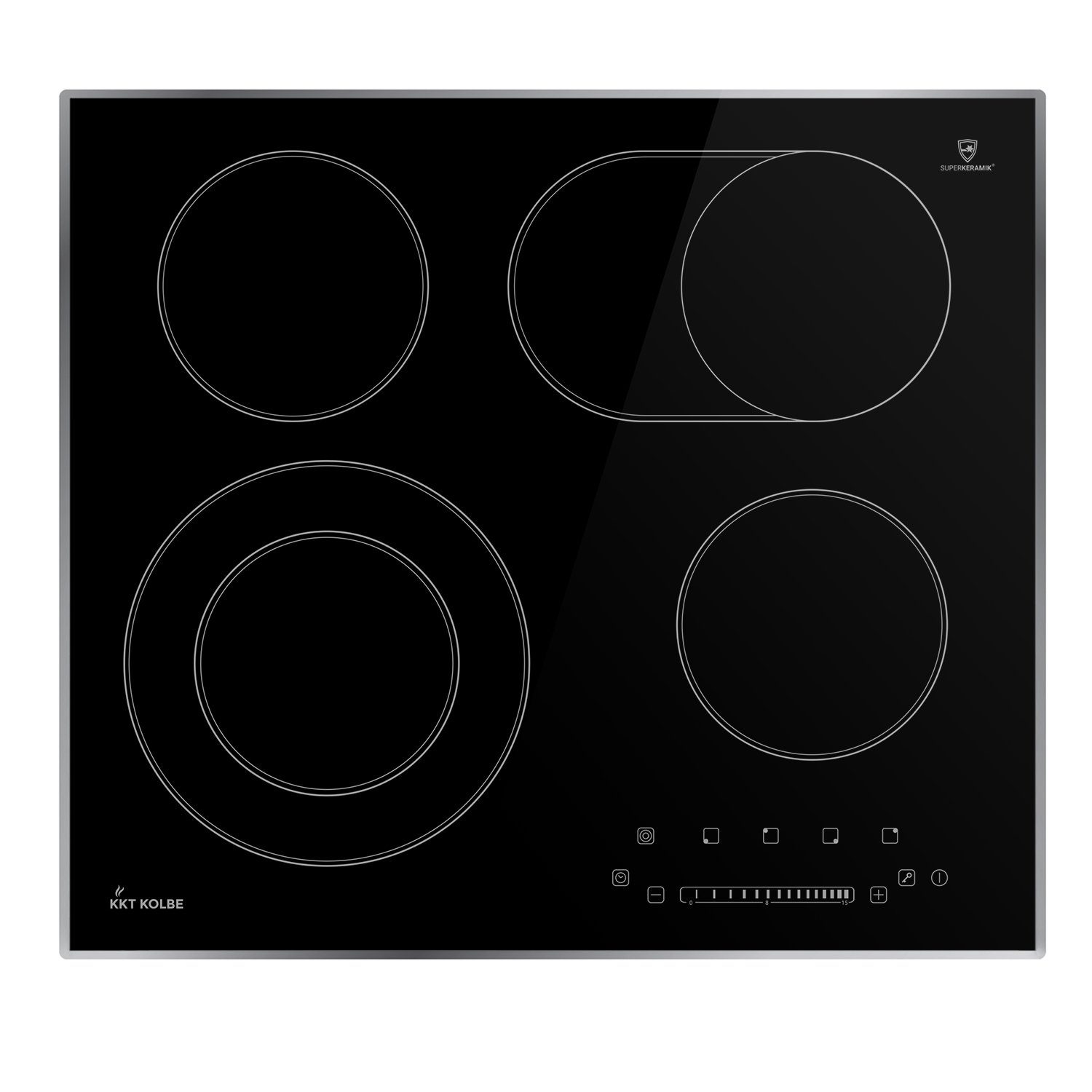KKT KOLBE Elektro-Kochfeld KFS59ED, 59cm / Autark / 15 Stufen / 4 Zonen / Zweifach-Zone / Touch-Slider