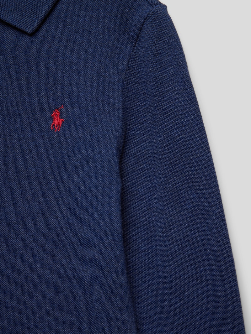 Longsleeve mit Polokragen in marineblau