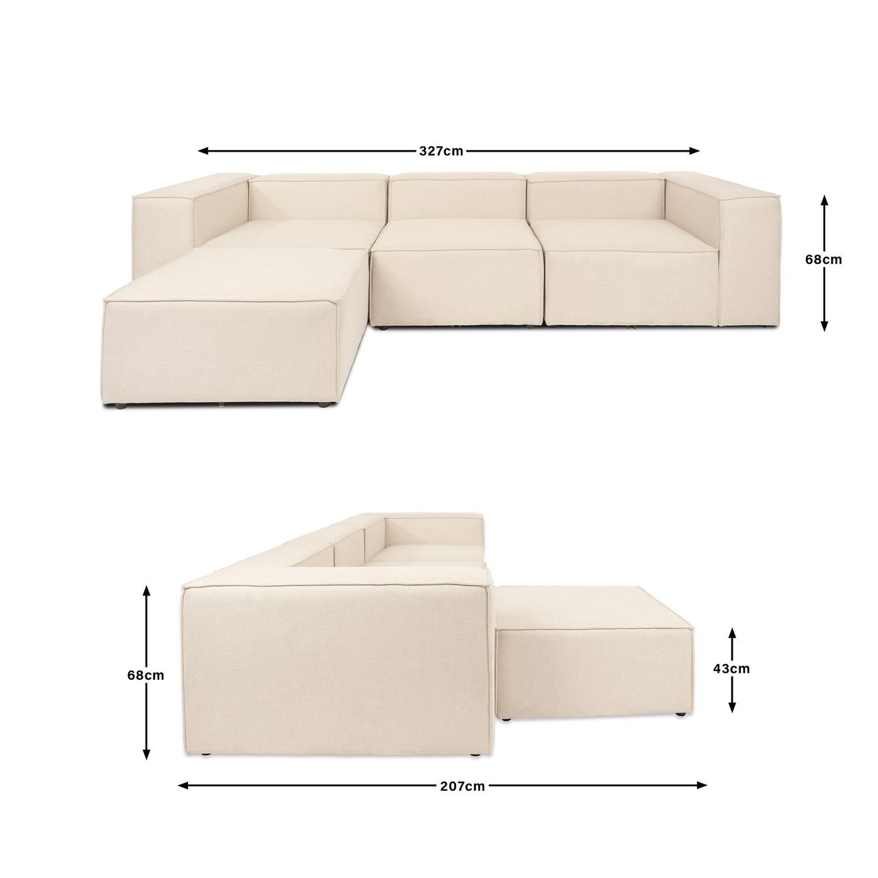 Home Deluxe Modulares Sofa VERONA - L beige
