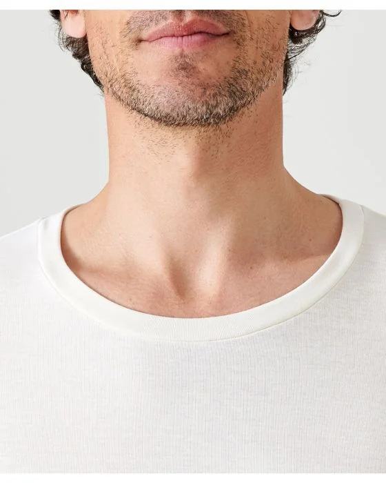 T-shirt col rond fine côte, manches courtes Thermolactyl