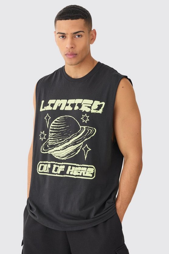 Oversize Tanktop mit Planet-Print