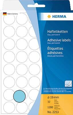 HERMA Mehrzwecketiketten 2253 Blau Rund 1280 Etiketten pro Packung
